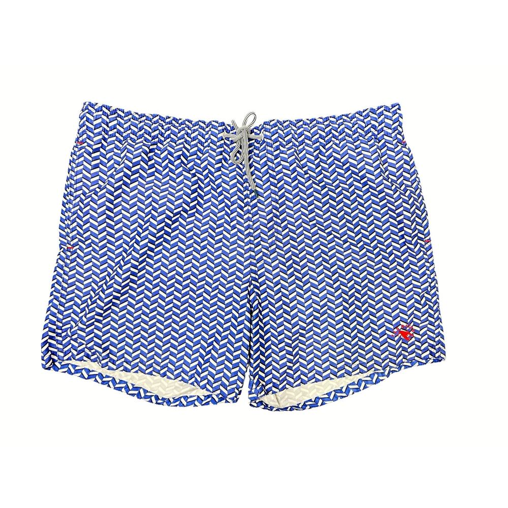 Ted Baker London Blue White Geo Lobster Lined Swim Trunks Shorts 3 / Medium